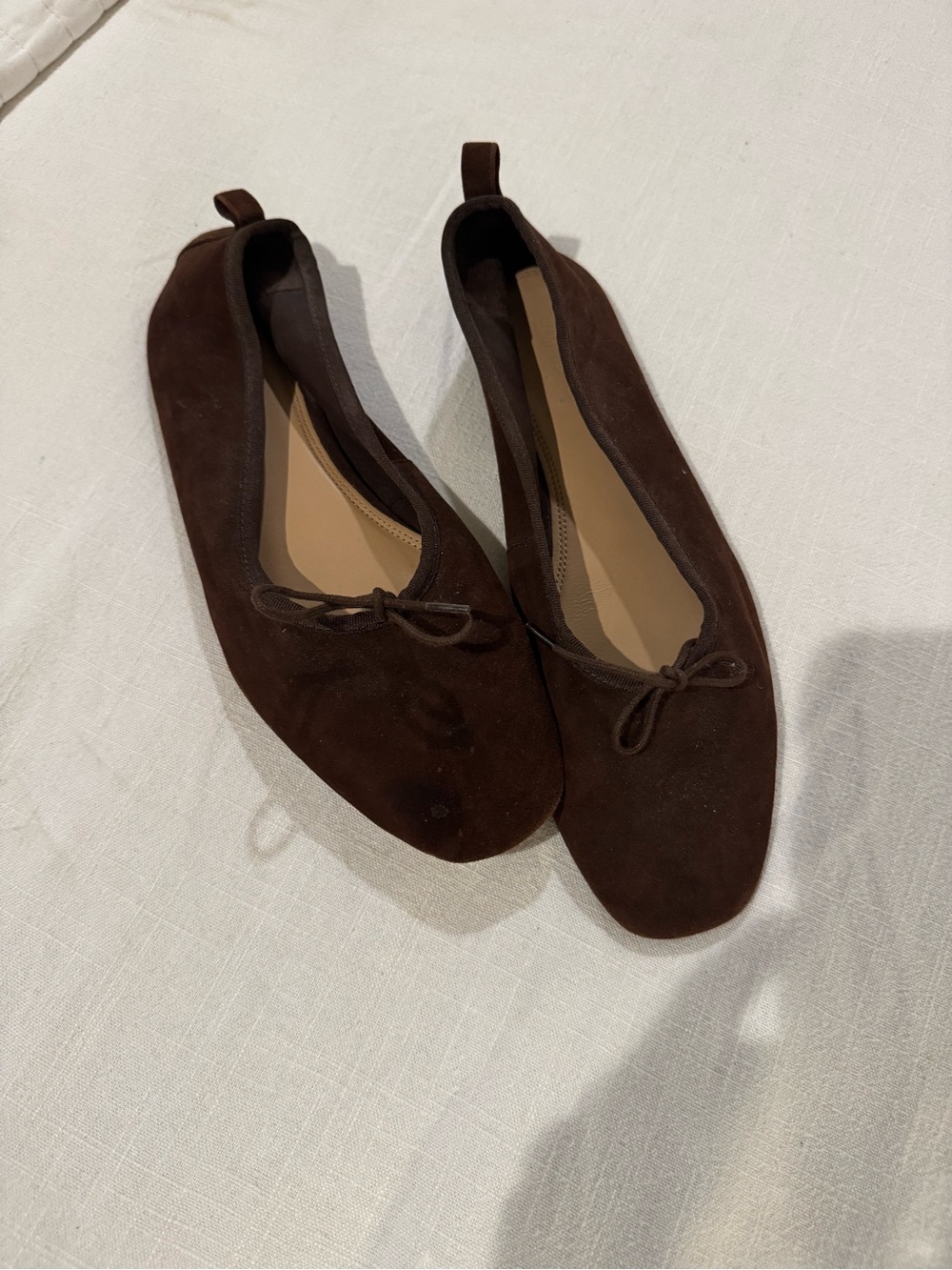 H&M Dark Brown Suede Ballet Flats